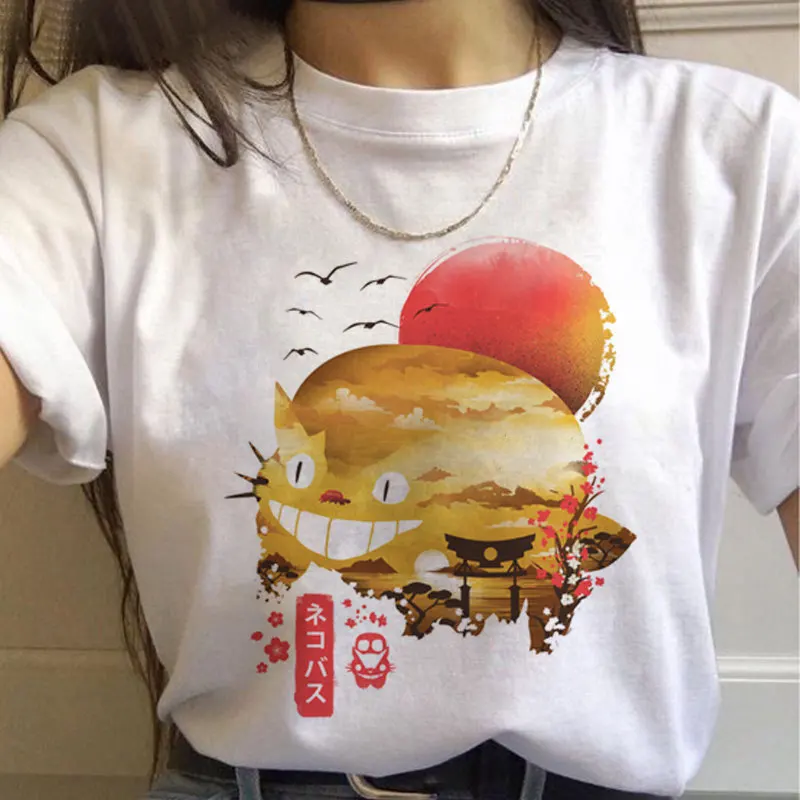 Moda Totoro Studio Гибли t-Shirt Ženska japanski vrt odjeća majica s uzorkom Miyazaki Hayao Харадзюку Kawai Godina casual top Slika  5