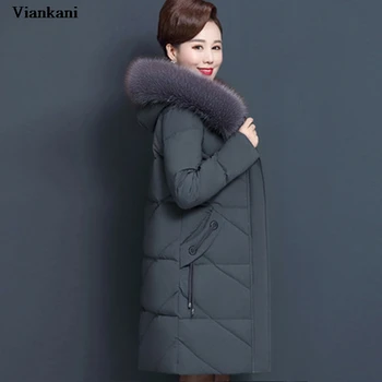 Plus Size 7XL Zimska jakna srednje dobi Žene s kapuljačom Krzna ovratnik Parka Najduža ženska dolje pamučna jakna Ženska zimska jakna i kaput