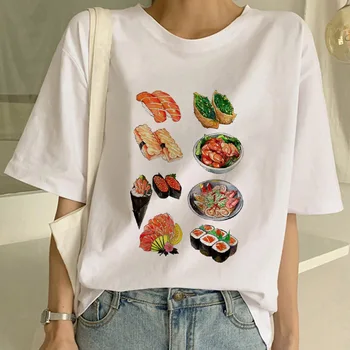 Sushi Mačka Crtani Slatka print ženska t-shirt Ženska t-shirt 2021 ljeto Harajuku 90 - ih za djevojčice majice kratkih rukava Dama mujer