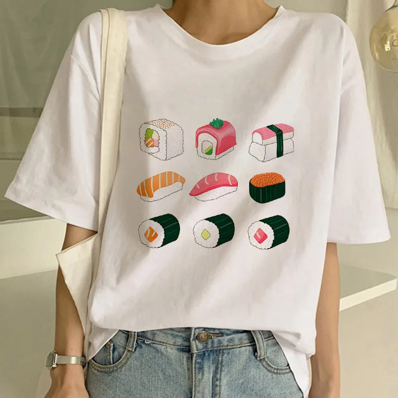 Sushi Mačka Crtani Slatka print ženska t-shirt Ženska t-shirt 2021 ljeto Harajuku 90 - ih za djevojčice majice kratkih rukava Dama mujer Slika  3