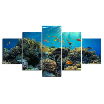 Zidni Umjetnički plakat Okvir 5 kom. Slike s koraljima Krajolik morskog dna Uzorak za dnevni boravak Home dekor-Platna