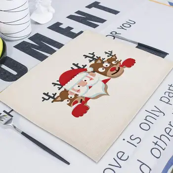 Božićni Tiskani Maramice za stol Djed Mraz Los Dekor za stranke Stolnjak Suknja za stol Kuhinjski dekor Pribor za jelo Ukras kuhinje