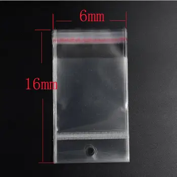 Vrećice 6 cm*16 cm privjesak rupe Perle Prozirne Samoljepljive Plastične Vrećice s Brtvom