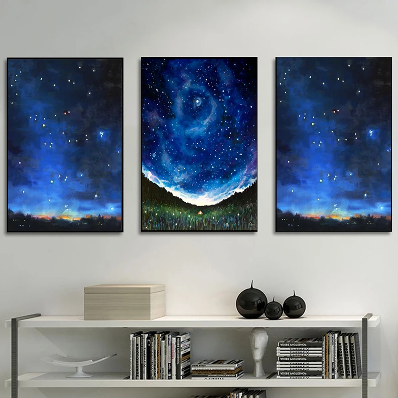 Zvjezdano Nebo Platnu Slikarstvo Zid Umjetnost Galaxy Nebuloza Prostor Astronomija Svemir Oblaka Slika Za Dnevni Boravak Plakat I Grafike Slika  0