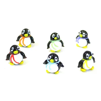6 kom. Prilagođeni Šarene Ručne izrade Stakla Pingvin Mali Lik Sladak Maleni Crtani Ukras za životinje Pribor za dekor Fantastičan vrt