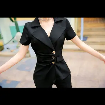 Žene 2021 Godišnji Poslovni Nogavica Odijelo Ženska Moda Formalni Blazer Kratkih Rukava i Hlače Komplet od 2 predmeta Ženski Kompleti odjeće B52