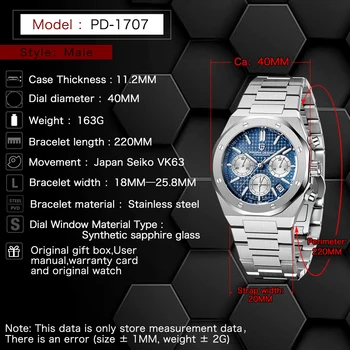 Dizajn Pagani 2021 Nove Luksuzne muške kvarcni sat od Nehrđajućeg Čelika 40 mm Safir Staklo koje ostavljaju pokazivač Sat Relogio Masculino