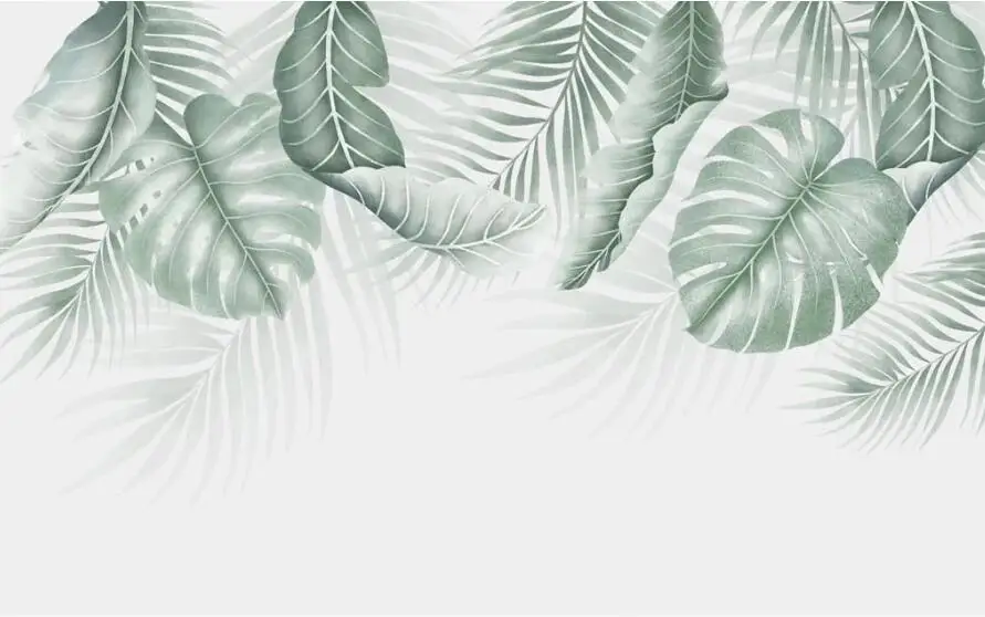 Običaj 3D desktop zidno slikarstvo ručno oslikane skandinavski malo svježe tropske biljke dnevni boravak pozadina dekoracija zidova slikarstvo desktop Slika  0