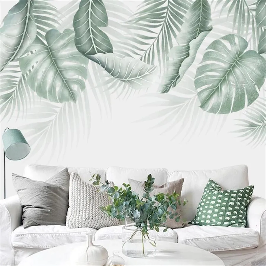Običaj 3D desktop zidno slikarstvo ručno oslikane skandinavski malo svježe tropske biljke dnevni boravak pozadina dekoracija zidova slikarstvo desktop Slika  2