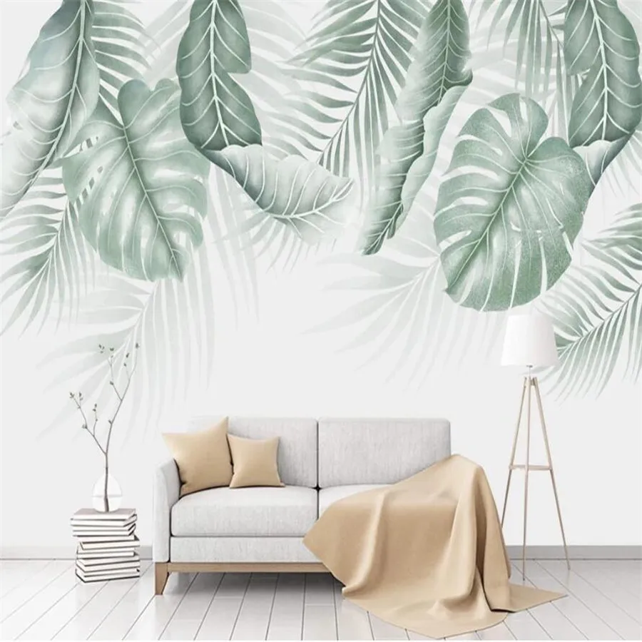Običaj 3D desktop zidno slikarstvo ručno oslikane skandinavski malo svježe tropske biljke dnevni boravak pozadina dekoracija zidova slikarstvo desktop Slika  3