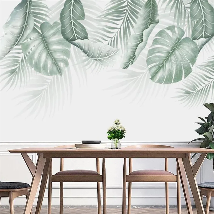 Običaj 3D desktop zidno slikarstvo ručno oslikane skandinavski malo svježe tropske biljke dnevni boravak pozadina dekoracija zidova slikarstvo desktop Slika  4