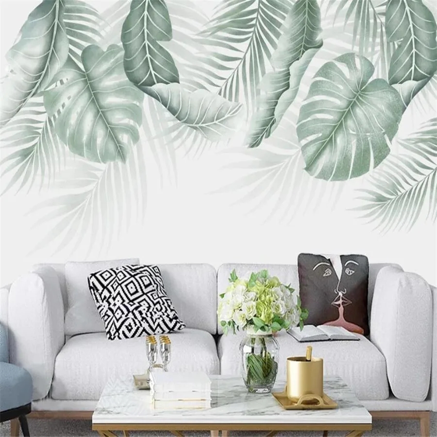 Običaj 3D desktop zidno slikarstvo ručno oslikane skandinavski malo svježe tropske biljke dnevni boravak pozadina dekoracija zidova slikarstvo desktop Slika  5