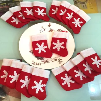 12 Kom./Br. Mini-držač za Snijeg Lijepe Božićne Čarape u obliku Božićne Lijep kostim Držač Srebrni Noževi, Vilice Džep