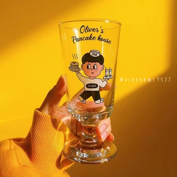 Korejski Stil Retro Ilustracija Čašu Za Šampanjac Visoka Čaša Za Vodu Slatka Par Frape Sok Hladno Piće Čaša 280 ml