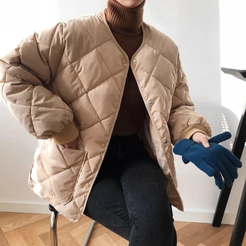 2021 Ženska parka Zimski kaput Ženske kratke u korejskom stilu Slobodne tanke pamučne prevelike dolje jakne Topla jakna od аргайла