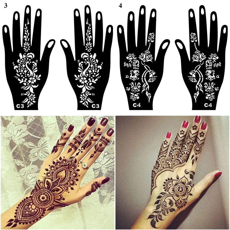 Profesionalni Matrica Kane Privremena Tetovaža Za Ruke Body Art Naljepnica Predložak Vjenčanje Alat Indija Cvijet Matrica za Tetoviranje Slika  3