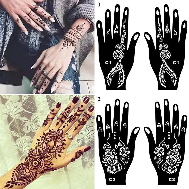 Profesionalni Matrica Kane Privremena Tetovaža Za Ruke Body Art Naljepnica Predložak Vjenčanje Alat Indija Cvijet Matrica za Tetoviranje Slika  5