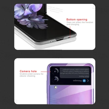 Torbica za Samsung Z Flip 3 5G Prozirna Čvrsta Poklopac RAČUNALA Za Galaxy Galaxy Galax Z Flip3 5G 6,7-inčni šok-dokaz Stražnji Branik