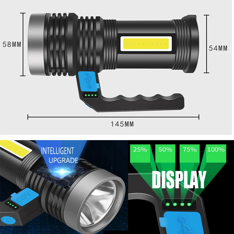 Moćna LED Svjetiljka Prijenosni Baklja P500 USB Punjiva Ugrađeni Reflektor Reflektor Vodootporan Ribolov Fenjer Slika  0