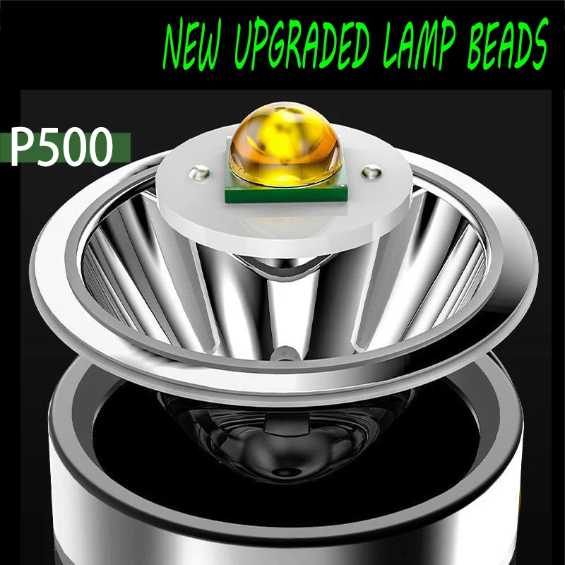 Moćna LED Svjetiljka Prijenosni Baklja P500 USB Punjiva Ugrađeni Reflektor Reflektor Vodootporan Ribolov Fenjer Slika  3