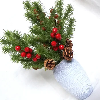 1PC Božićni Pribor za Modeliranje Plastični Pine Grančica Crvena Беррид DIY Ukras Božićnog Drvca Cvjetnih Aranžmana Materijal