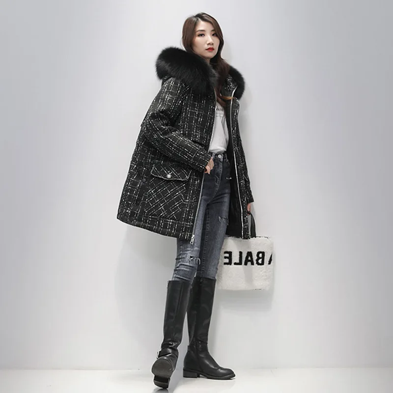 Parker veliki krzna ovratnik пуховик pamučna jakna ženska srednje dužine 2020 zima novi stil korejski stil struk za mršavljenje wu moda Slika  4