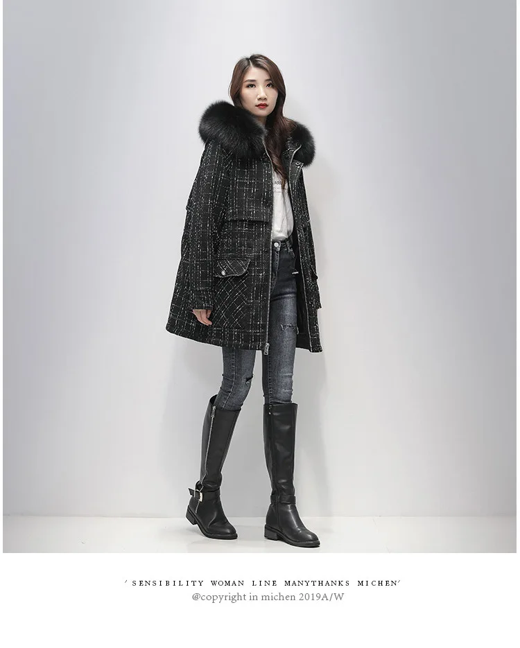 Parker veliki krzna ovratnik пуховик pamučna jakna ženska srednje dužine 2020 zima novi stil korejski stil struk za mršavljenje wu moda Slika  5