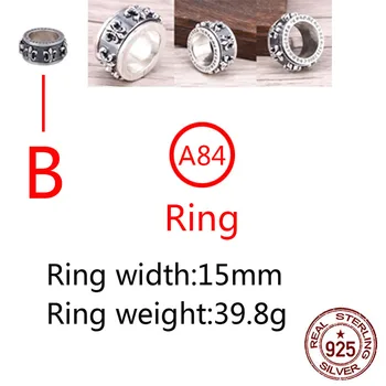 A84 prsten od 925 sterling srebra individualnost punk, hip-hop stilu nakit križ oko zapovjednički rotirajući prsten klasicni par modela