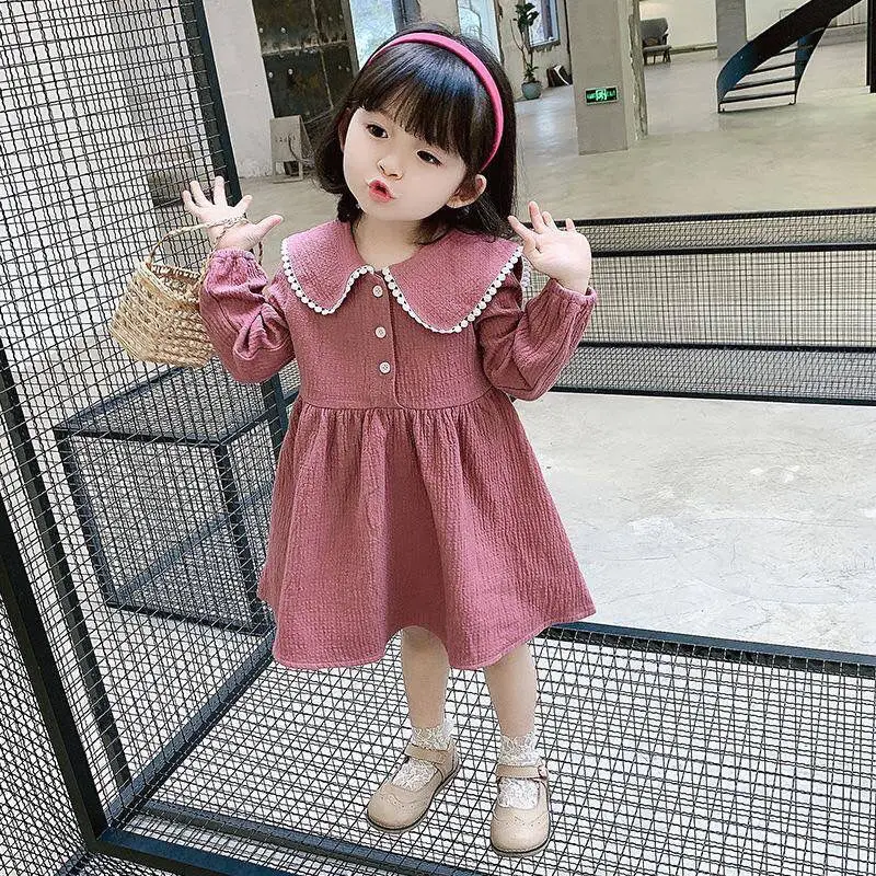 Proljeće-jesen Nova dječja odjeća, Modni dječja haljina Princeze za djevojčice, dječje haljina u korejskom stilu s dugim rukavima Slika  2