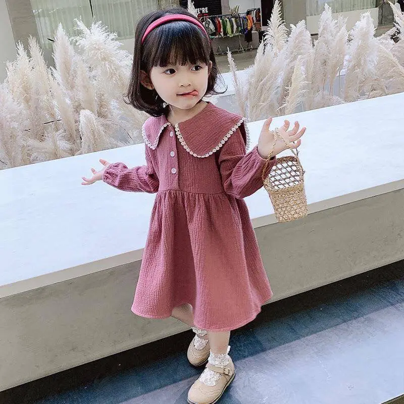 Proljeće-jesen Nova dječja odjeća, Modni dječja haljina Princeze za djevojčice, dječje haljina u korejskom stilu s dugim rukavima Slika  3