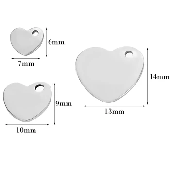 50 kom./lot Srce od Nehrđajućeg Čelika Šarm Nakit Oznake Izrada Narukvice Ogrlice Nakit DIY za Logo