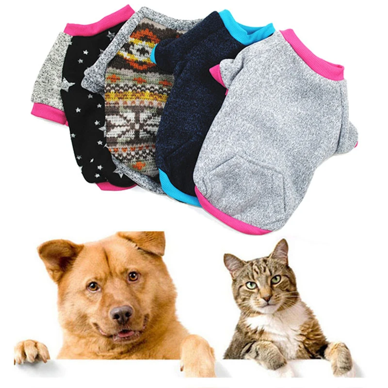Jesenski majica za pse s okruglog izreza, meka draga džemper za mačke, odjeća za pse, zvjezdana monotono t-shirt, odjeća za kućne ljubimce, kratki rukav, odjeća za male pse Slika  2