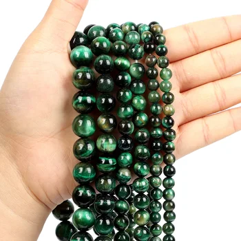 Green Tiger Eye Perle Od prirodnog Kamena Okrugli Slobodan Razuporne Perle Za izradu nakita DIY Pribor za narukvice-amajlije Vlasi 6-12 mm