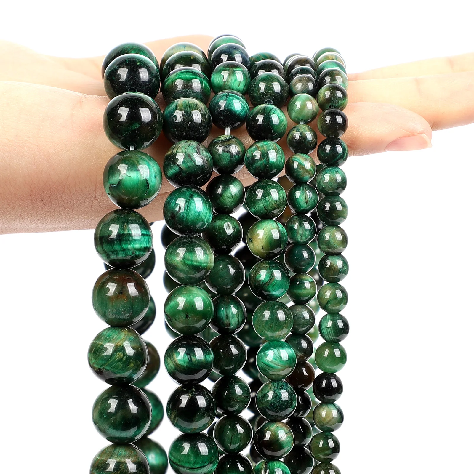 Green Tiger Eye Perle Od prirodnog Kamena Okrugli Slobodan Razuporne Perle Za izradu nakita DIY Pribor za narukvice-amajlije Vlasi 6-12 mm Slika  4