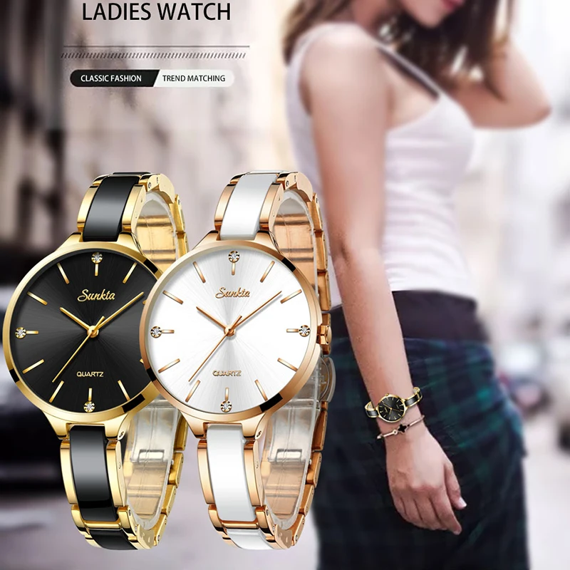 Satovi SUNKTA od ružičastog zlata Najbolji brand Poklon luksuzni Ženski sat kvarcni vodootporan ženski ručni satovi satovi za djevojčice Sat Slika  0