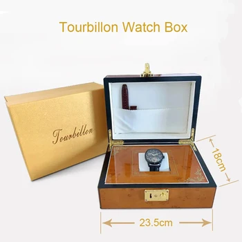 Poklon kutije za sat sa tourbillon gledati Drvena Poklon kutija za Elitni Muška moda Luksuzna Kolekcija Kutija za sat Torbica za sat Držač remena