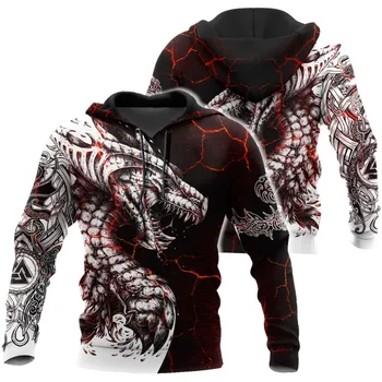 Crno - bijela Dragon Tattoo 3D s punim po cijeloj površini Muške veste Majica Unisex Ulica odjeća pulover na munje Svakodnevni jakna Sportski kostimi