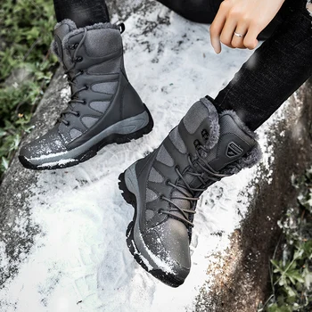 Zimske muške cipele od prave kože Tople čizme za pješačenje Radna muške Vodootporne cipele zimske čizme Plus Size Vojne čizme za muškarce