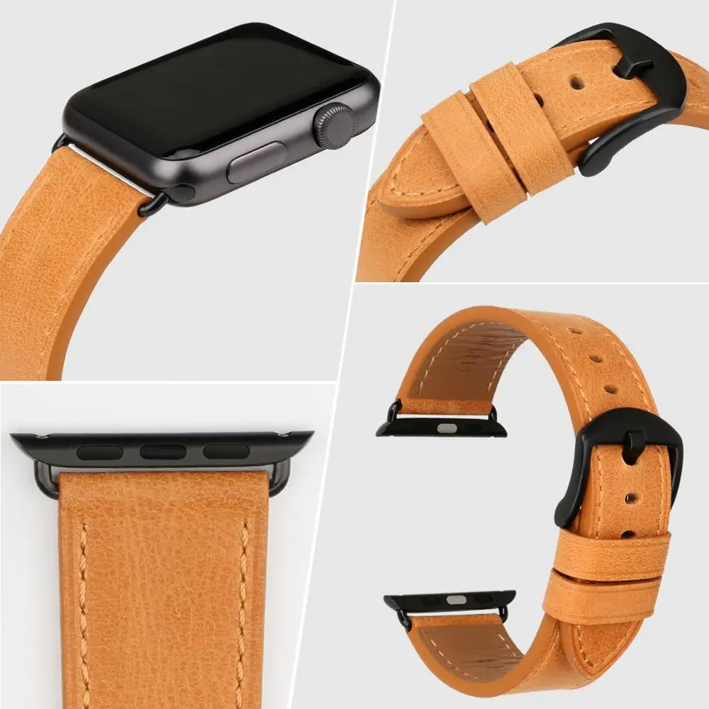 Pribor za sat MAIKES od prave Kože Za remen Apple Watch 44 mm 40 mm i remena Apple Watch 38 mm 42 mm Serija 1 2 3 4 iwatch Slika  3