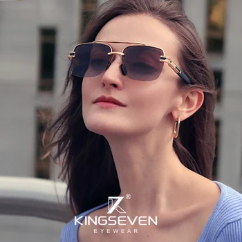 KINGSEVEN Brand luksuznih Dizajnerske sunčane naočale Ženske polarizovana gradijent ispunjava sunčane naočale u okvirima rimless Oculos De Sol Masculino