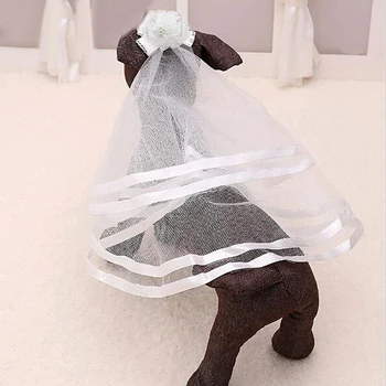 Vjenčanje Dobavljač Kućne ljubimce Slatka Osnovna je Pas Štene Mačka Svadbena Frizura Veo pokrivala za Glavu Kopče Za Njegu Kose