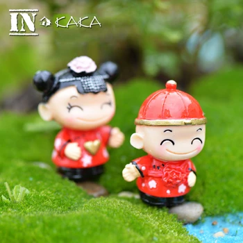 Kineska lutka mladenka i mladoženja figurice Mikro dvorište terariju figurica osnovna kip svadbena dekoracija minijaturni pribor