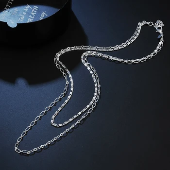 Novi ovjes 925 sterling srebra odličan dizajner dual 2 lanac ogrlica za žene modni večernje vjenčanje pokloni luksuzan nakit
