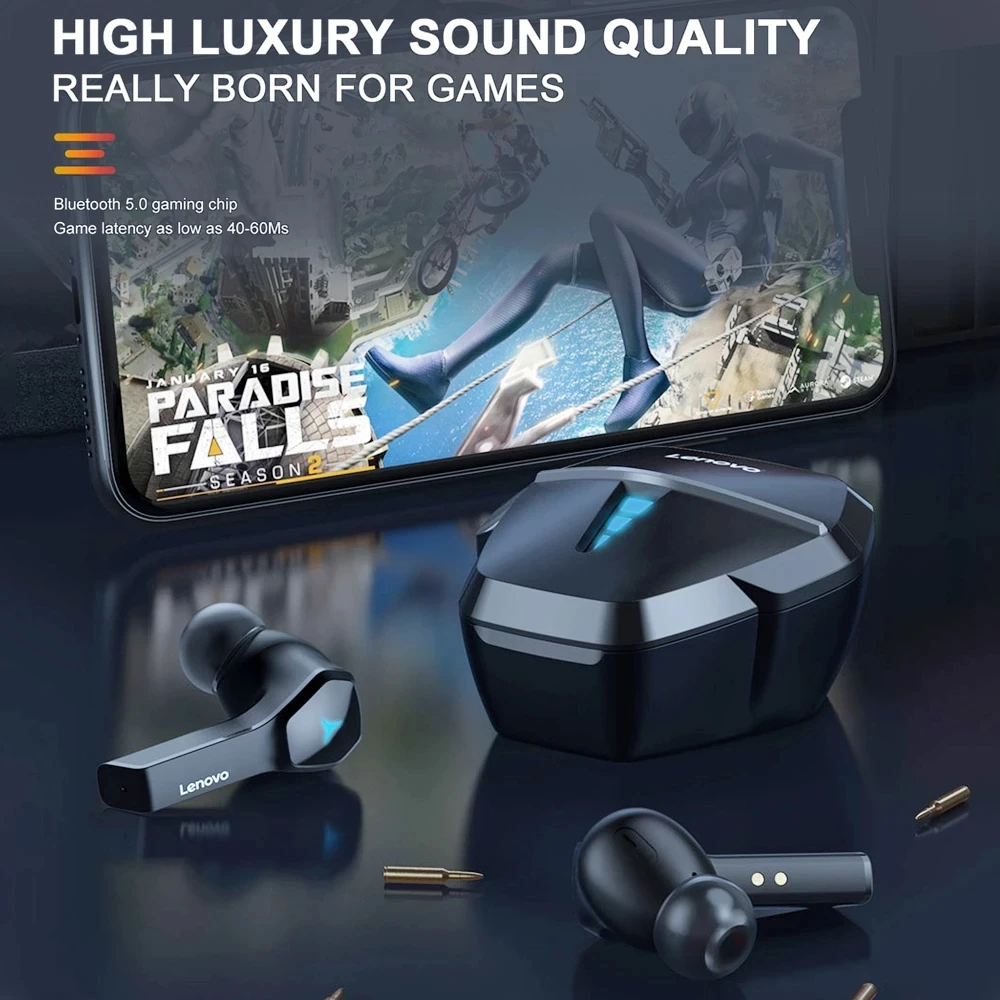 Lenovo HQ08 TWS Gaming Slušalice Bluetooth Slušalice, HIFI Muzika Vodootporan Sportski Bežične Slušalice s niskim Kašnjenjem s mikrofonom Slika  2