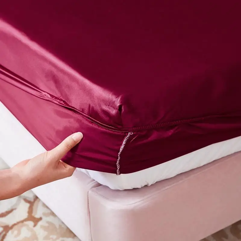 WOSTAR satin svilene elastična krevetu zaštitna navlaka madraca monotono super mekan i udoban bračni krevet za odrasle i djecu, posteljina king size Slika  4