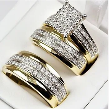 3 Kom./Compl. Kolekcija Jednostavnih Prstenova ! Romantično Srce Cirkon Zaručnički Prsten Skup Za Žene Vjenčano Prstenje Nakit