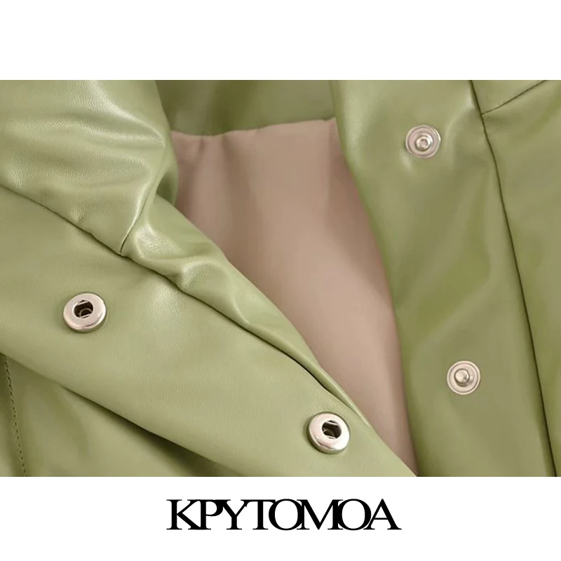 KPYTOMOA Ženska moda Umjetna koža na gumbima Debeli Starinski prsluk s visokim cutaway Elastični rub Ženski prsluk odjeća Šik Весте Slika  3