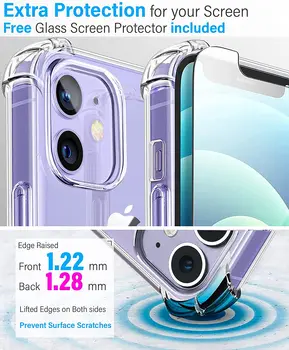 YTD Transparentno šok-dokaz torbicu za iPhone 13 12 11 Pro Max XS Max X XR 8 7 Plus SE 2020 12 13 Mini Silikonska torbica Stražnji poklopac