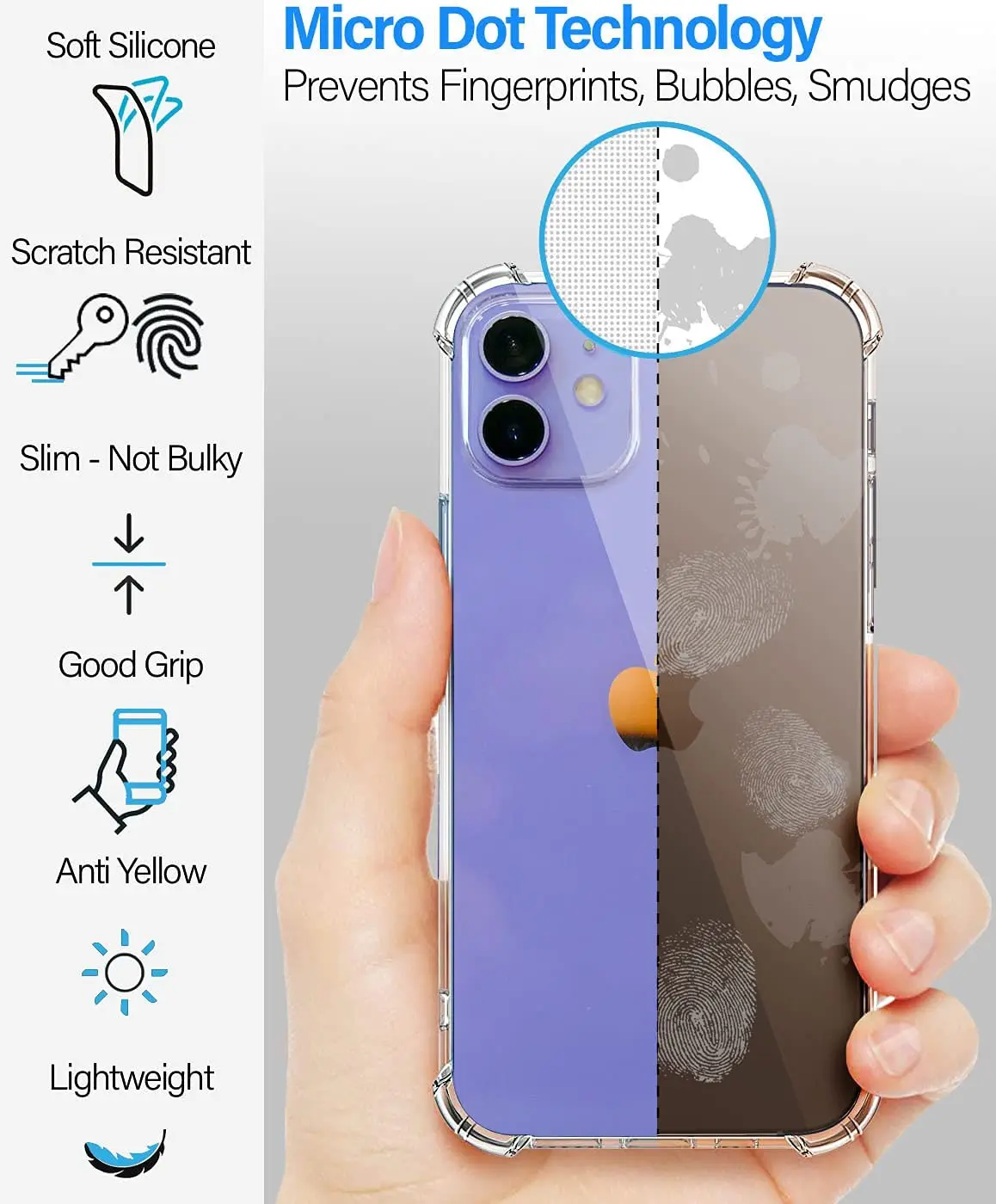 YTD Transparentno šok-dokaz torbicu za iPhone 13 12 11 Pro Max XS Max X XR 8 7 Plus SE 2020 12 13 Mini Silikonska torbica Stražnji poklopac Slika  4