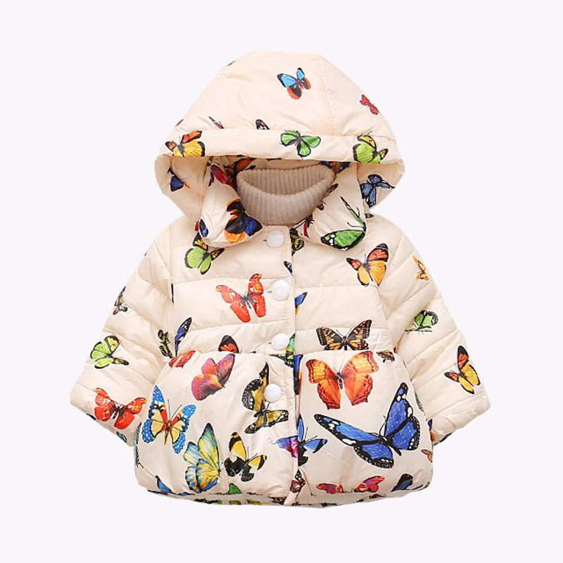 2020 Jesensko-zimski kaput za djecu, za djevojčice Dječje dječje хлопковая topla jakna za djevojčice, sa kapuljačom s po cijeloj površini leptir Dječje хлопковая jakna Slika  1